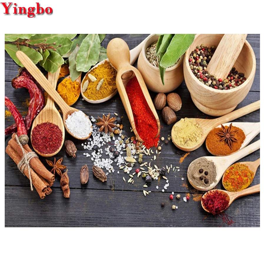 5D алмазная живопись своими руками вышивка крестиком кухня различные специи