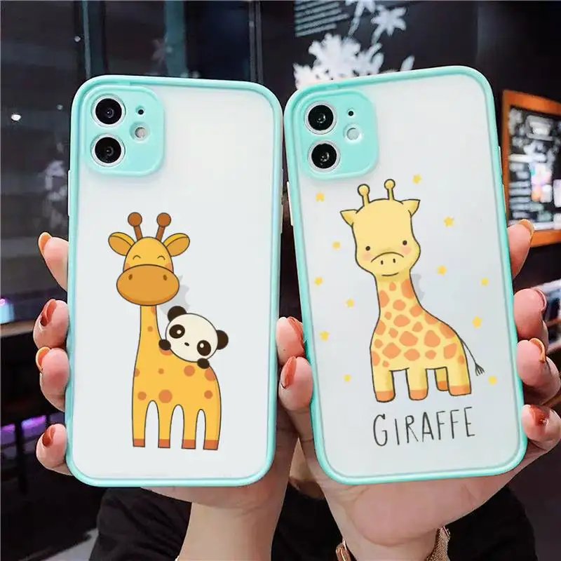 

giraffe creativity painting animal Phone Case For iPhone 12 11 Mini Pro XR XS Max 7 8 Plus X Matte transparent blue Back Cover