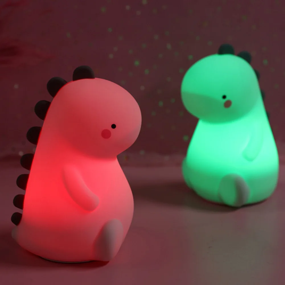 

Silicone Dinosaur Night LED Light Cute Color Changing with Touch Sensor Portable Rechargeable Lamp for Baby Kids LAD-sal