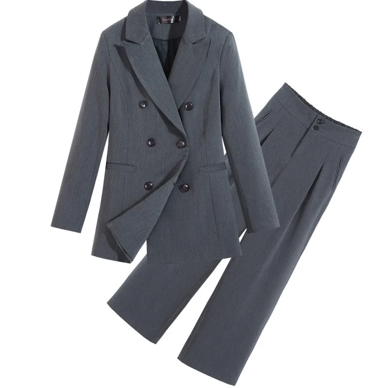 

S-5XL Plus Size Professional Women's Wear Casual high-quality wide-leg pants suit two-piece suit Fashionable jacket 2020 New