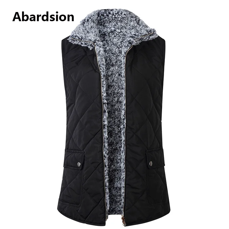 Black Abardsion, женский жилет, пальто, Осень-зима, теплый жилет,, женский жакет без рукавов, Повседневный, двухсторонний, Леопардовый, шерпа, жилет - Color: Black