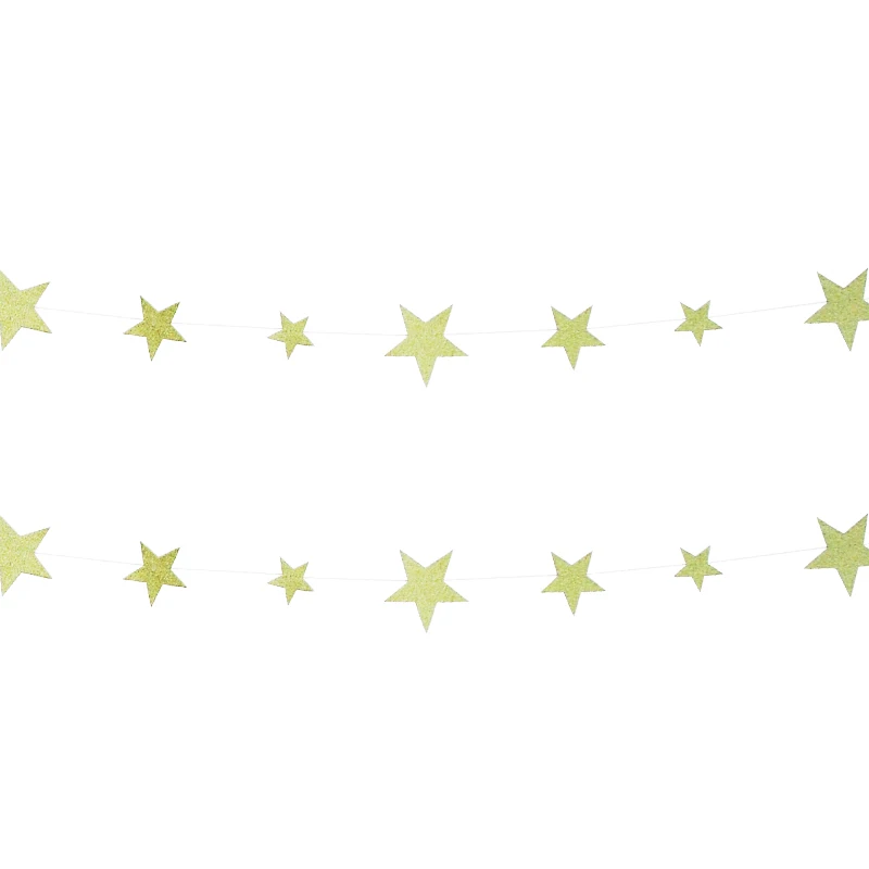 

3 м Золотая блестящая бумага, баннеры со звездами, Рождественская гирлянда, украшения, экологически чистые