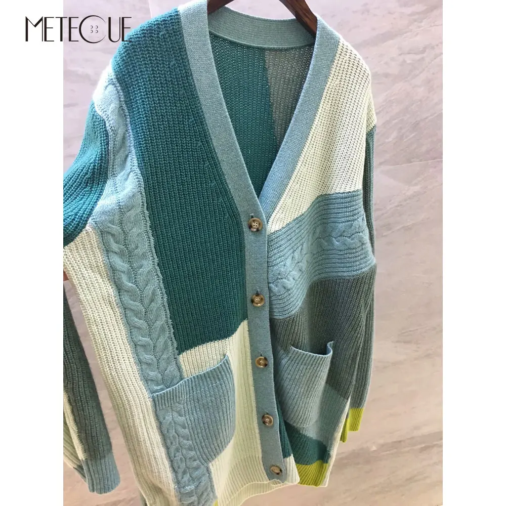 100% кашемировые длинные женские свитера 2019 осень зима Модные Цветные Лоскутные с