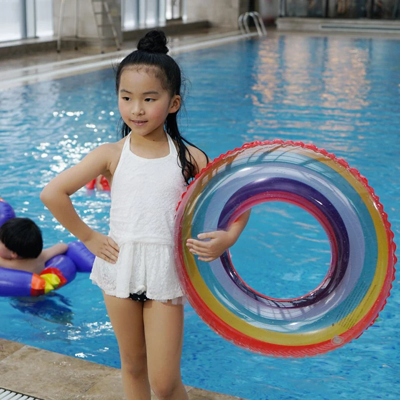 Открытый Радужный цвет надувные кольца для взрослых детей плавательный круг