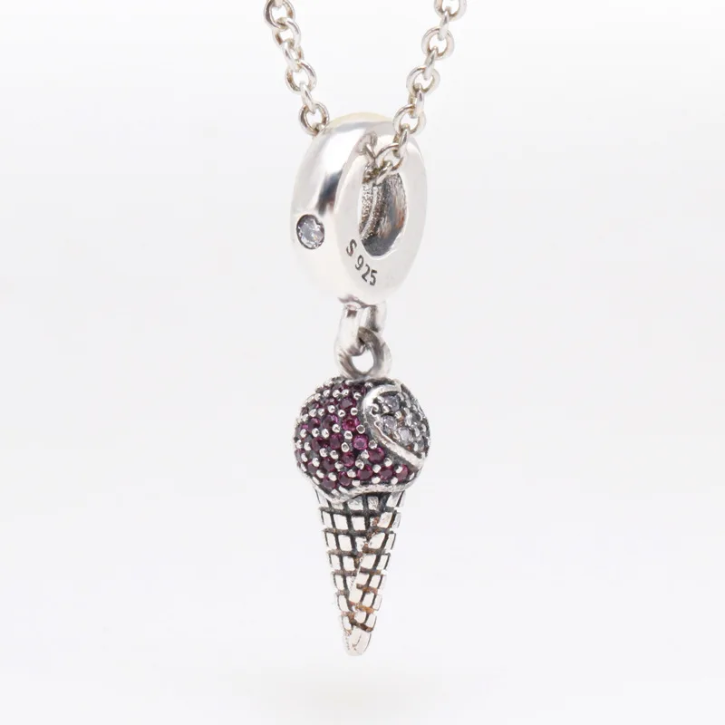 

Hot 925 Silver Diamond Ice Cream Cone Pendant Fit Original Bracelet Necklace