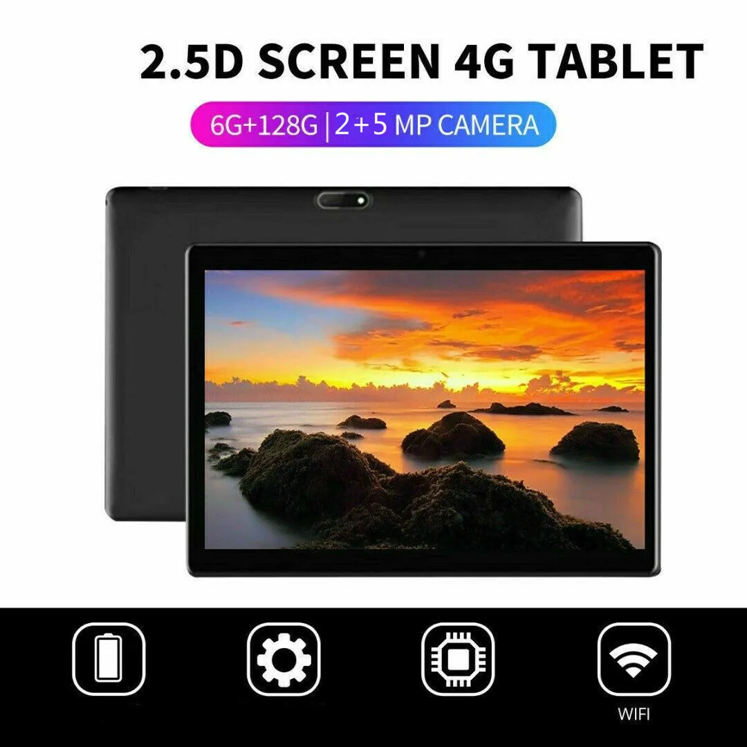 Планшет на Android 8 0 Bluetooth GPS экран 10 дюймов 2.5D 4G две SIM карты ядер 6 ГБ ОЗУ 128 Гб