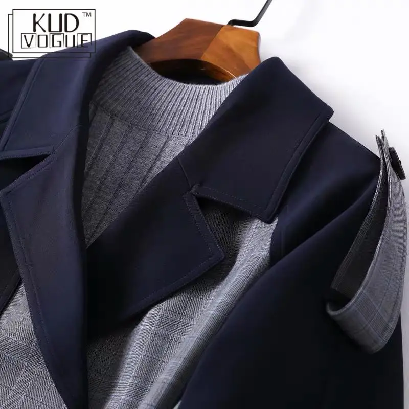 Женский двубортный Тренч в клетку классический длинный английском стиле