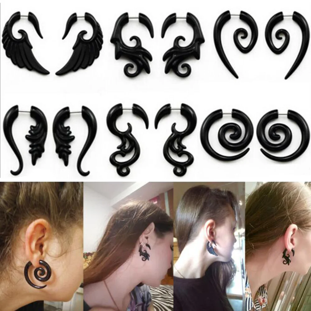 1 шт. Племенной спираль искусственный пирсинг манометры из акрила сужается Вилки
