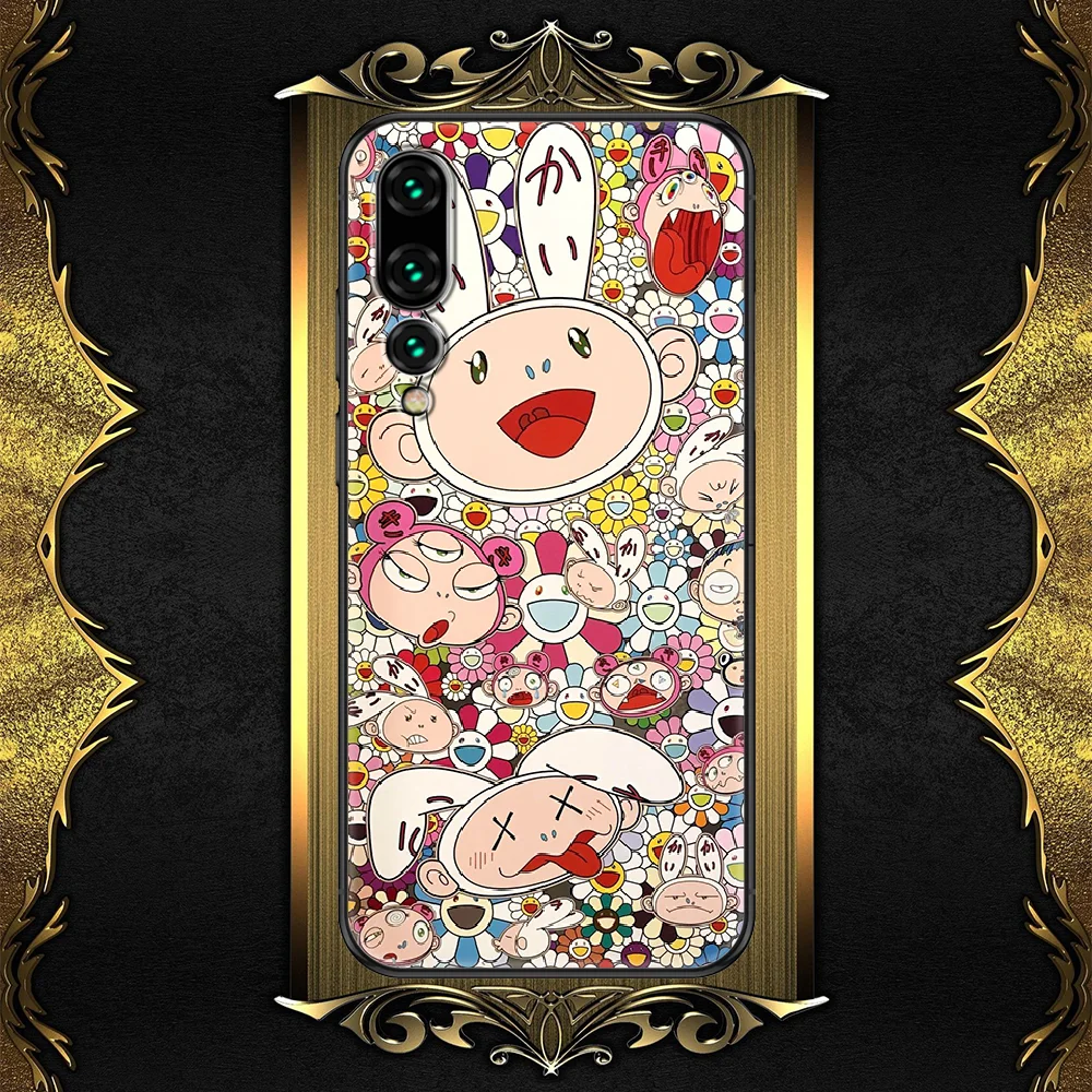 

Sunflower M-Murakamies art Phone case For Huawei P Mate P10 P20 P30 P40 10 20 Smart Z Pro Lite 2019 black painting back fashion