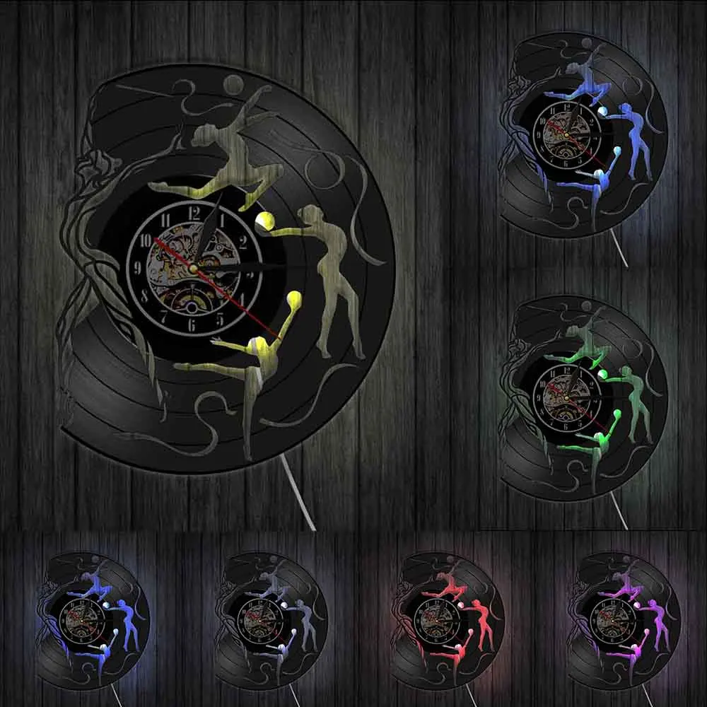 Гимнастические настенные часы с виниловой пластиной 3D современный дизайн