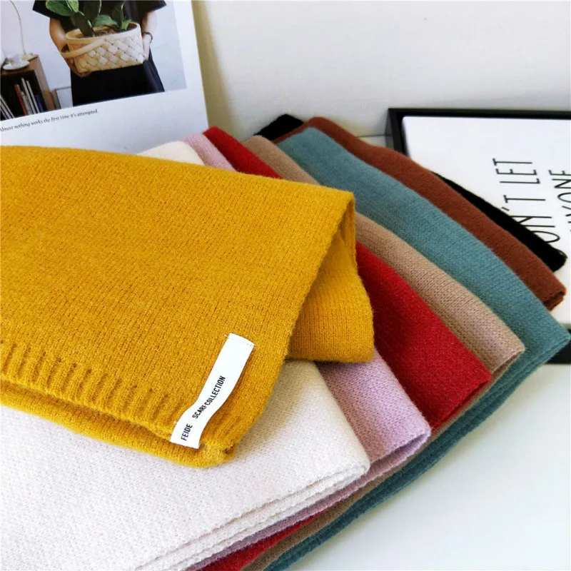 

Solid Color Scarf Woman Autumn Winter Long Section Thick Couple Knitted Sweater Fashion Scarf Student Warm Scarf
