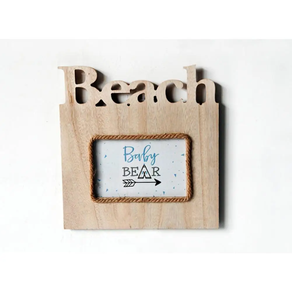 DIY фоторамка прямоугольная деревянная с буквенным принтом подвесное