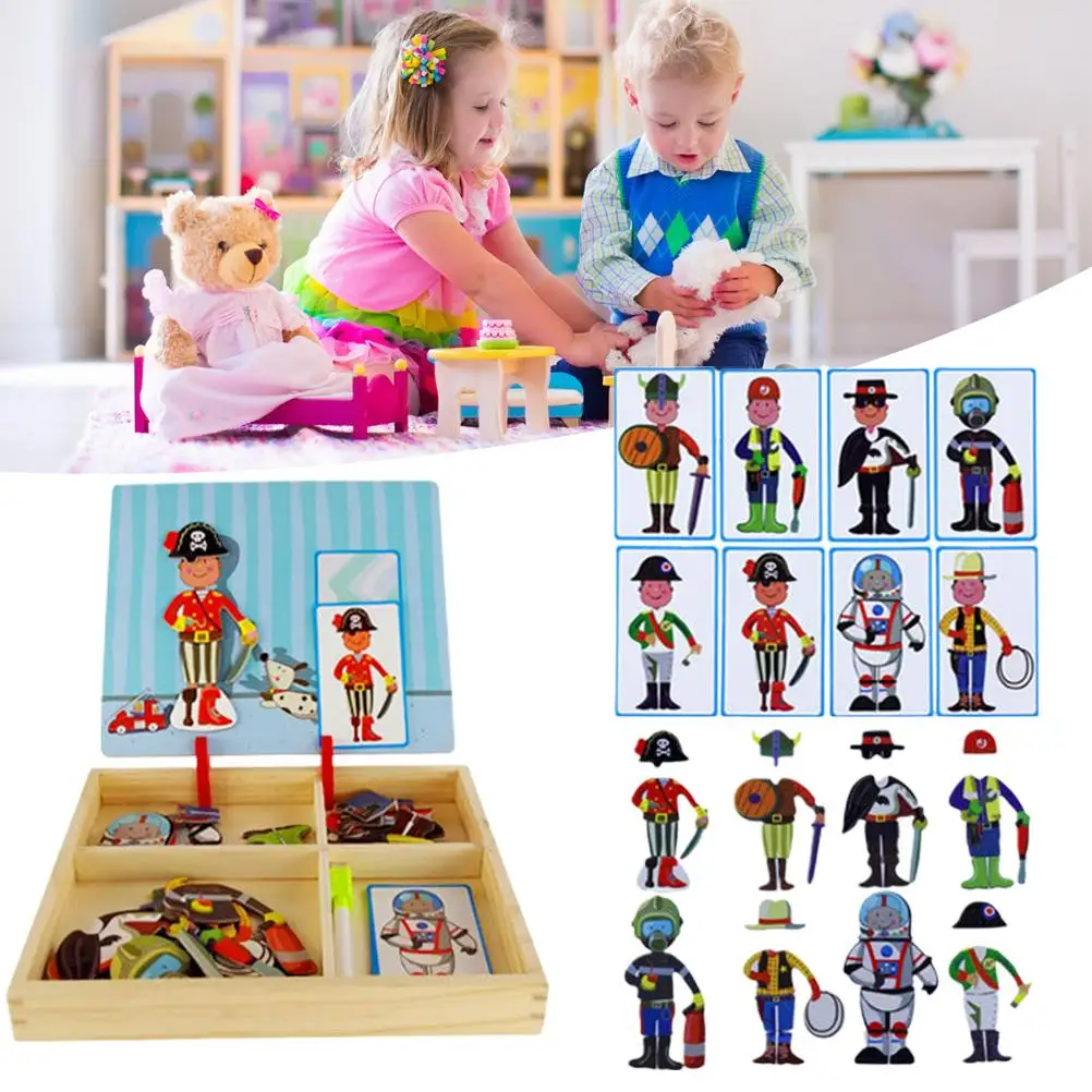 

Puzzle Early Childhood Education Jigsaw Puzzle Magnet Book Scene Stickers and Pin Le Toys Variety Girls