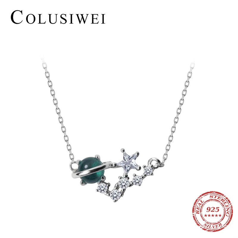 

Coluisiwei Romantic 925 Sterling Silver Luminous bend Smile Clear Cubic Zirconia Women Necklaces Female Fashion Fine Jewelry