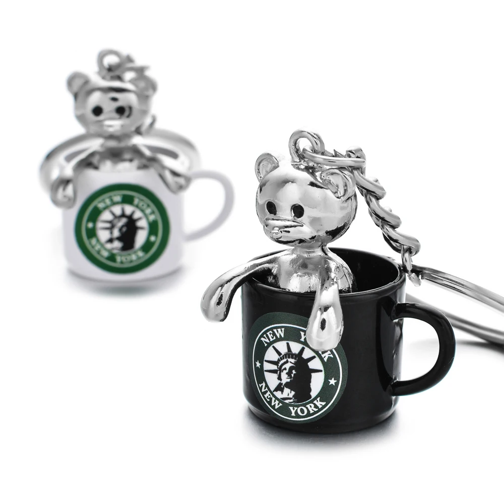 Vicney красочный брелок в виде чашки Нью-Йорка модный медведя для друзей новый стиль