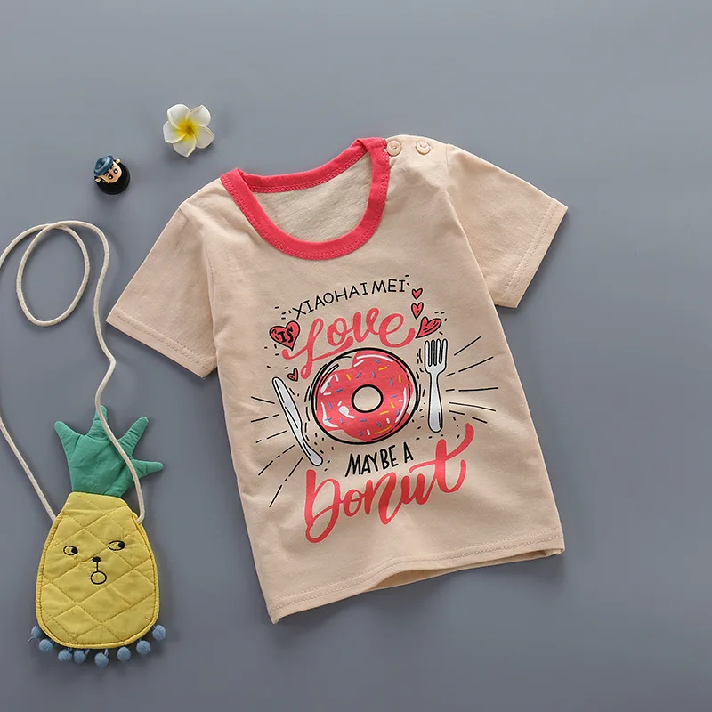 Новая летняя одежда для малышей от 9 до 24 месяцев с короткими рукавами из чистого