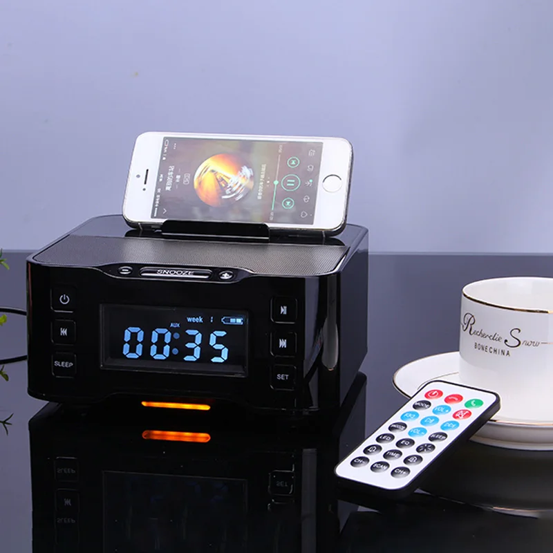 ЖК-дисплей цифровой Bluetooth Зарядка Док-станция для IOS Apple iPhone 6 7 8 X для samsung xiaomi Android зарядное устройство плеер FM будильник динамик