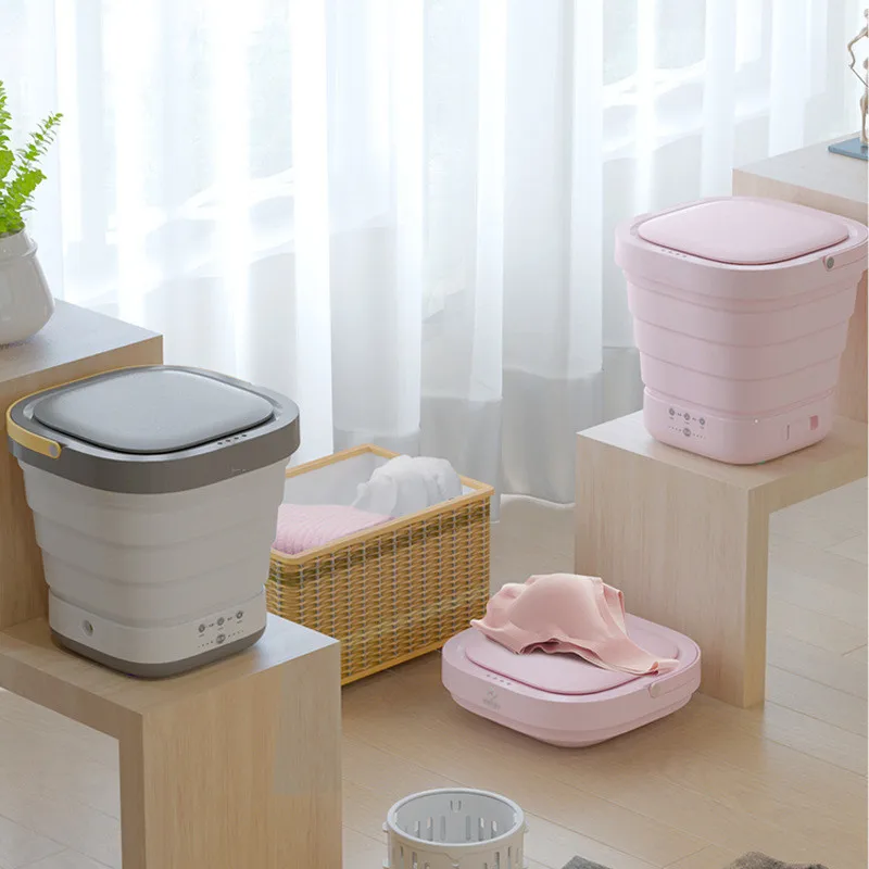 2 in 1 Portable Mini Folding Clothes Washing Machine Bucket Automatic Home Travel Self-driving Tour Underwear Foldable Washer |