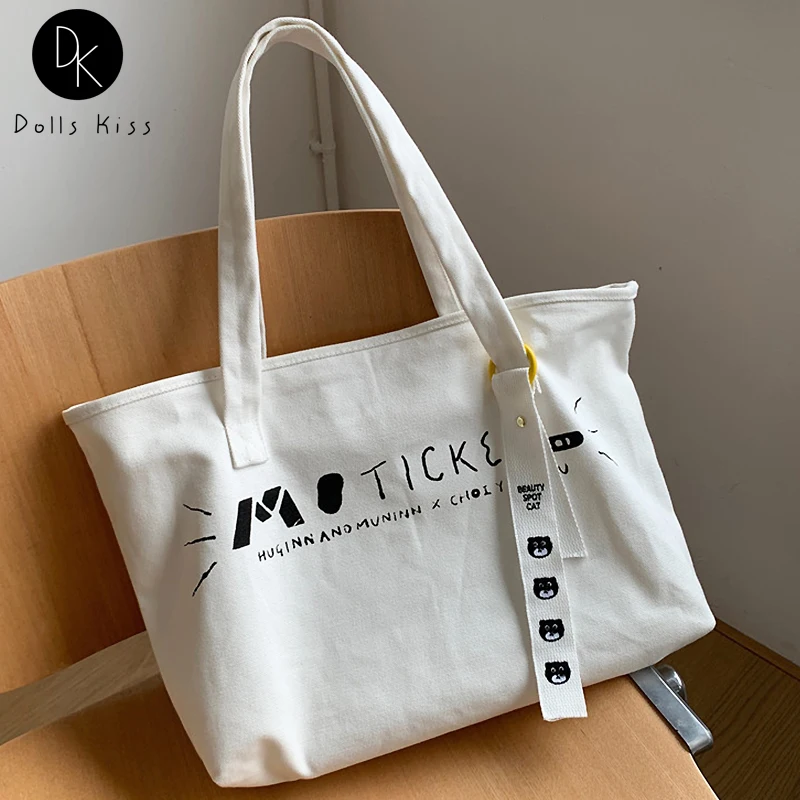 

Women Canvas Shopping Bag Female English Print Shoulder Bag Ladies Eco-Friendly Grocery Bag Casual Tote Bag for Girls Book Bag