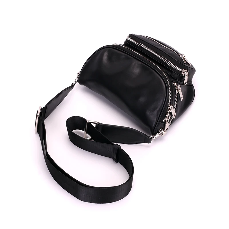 100% натуральная коровья кожа на молнии с карманом через плечо нагрудный ремень