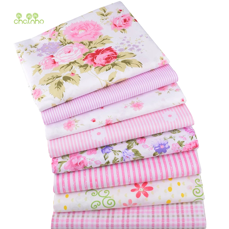Chainho Новая розовая саржевая хлопчатобумажная ткань с цветочным принтом для