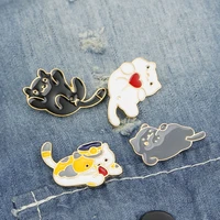 meow cat kindergarten enamel pins box kitten hugging cats badge bag clothes lapel pin cartoon animal jewelry gift