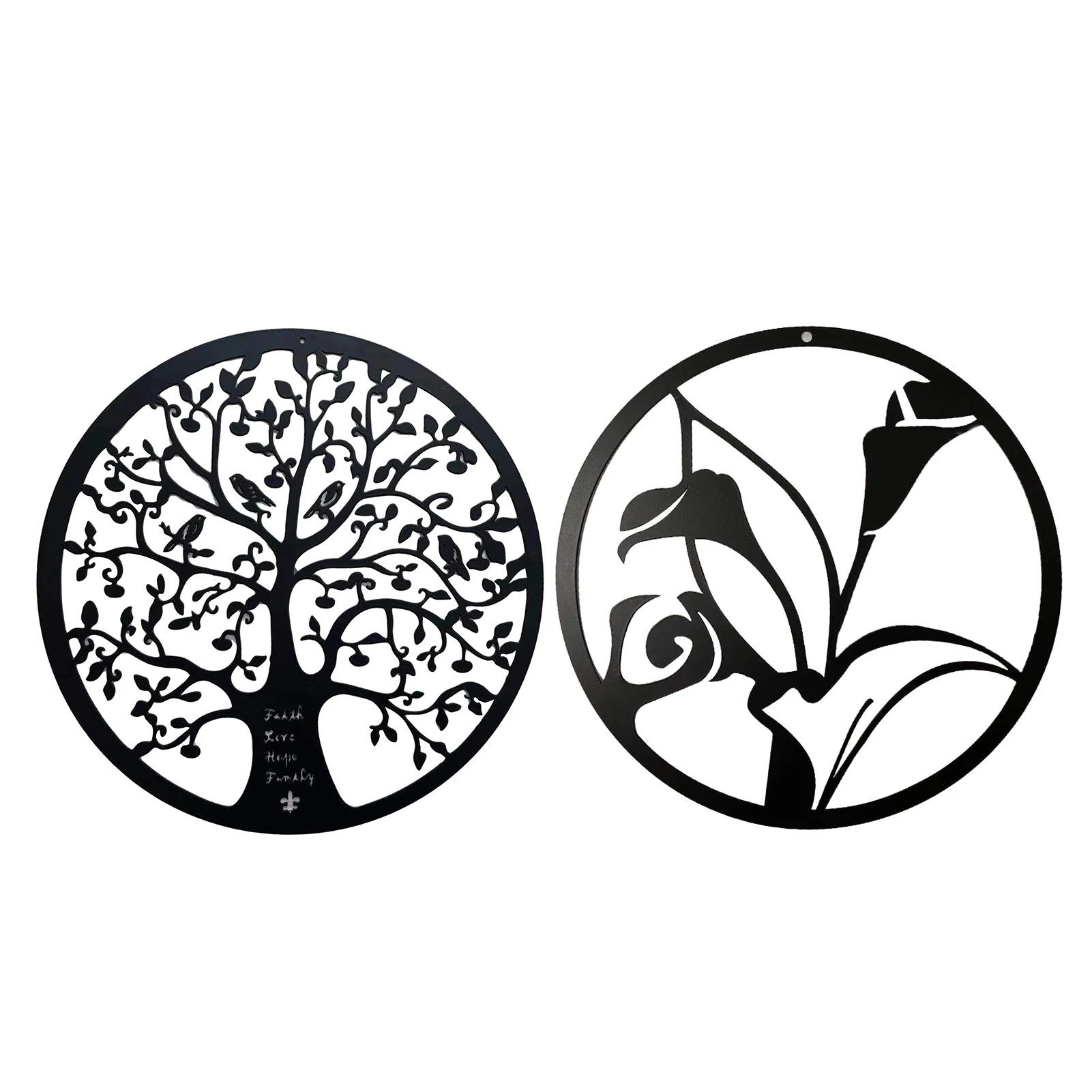 

28cm Round Wall Hanging Sculpture Decoration Tree Of Life Iron Art Home Room Hanging Ornament Iron Tree Wall Decoration Black
