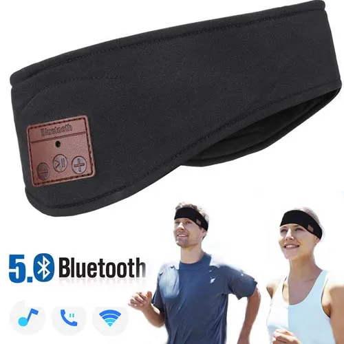black JINSERTA Bluetooth 5,0, музыкальная повязка на голову, гарнитура с микрофоном, беспроводные наушники для бега, йоги, спортзала, сна, спорта, наушник - Цвет: black