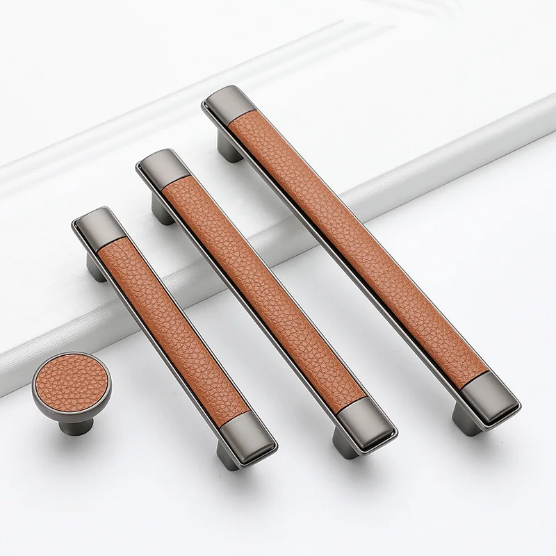 4 шт. ручки для мебели в европейском стиле коричневые кожаные и кухонных шкафов
