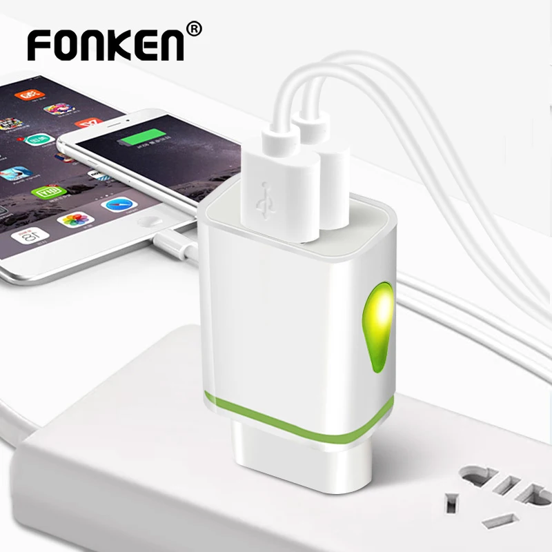 Зарядное устройство FONKEN универсальное с 2 USB-портами 5 В 1 А | Мобильные телефоны и