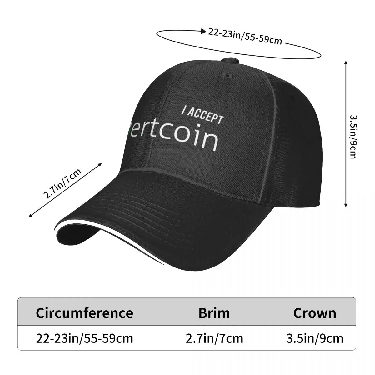 

I ACCEPT Vertcoin Hodl Crypto Golf hat hip hop Novelty Men's Women's hats