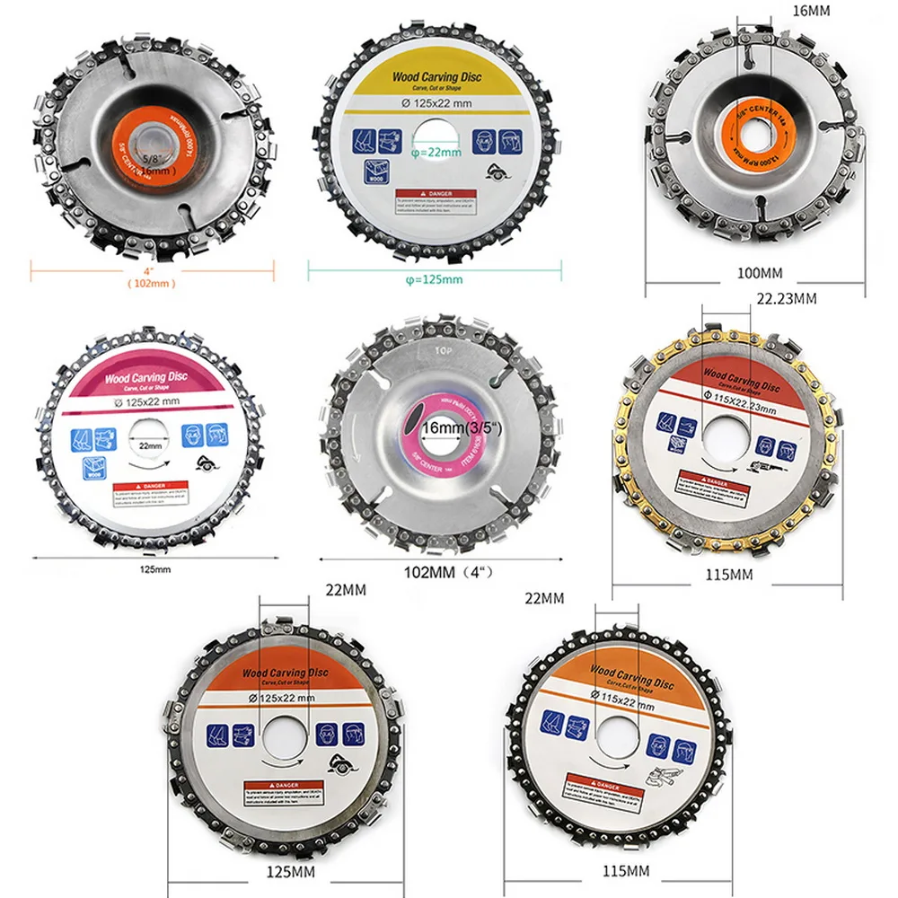 

1Pcs 16/22mm 4/5 Inches Wood Carving Disc And Chain Grinder Carving for Use With 4" Or 4-1/2",5"Angle Grinders Carving Tool