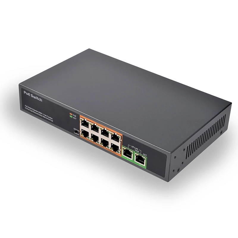 Сетевой коммутатор Poe PSE108EX 150 Вт 48 В 8 портов 10/100 м плюс 2 переключателя Uplink сетевой
