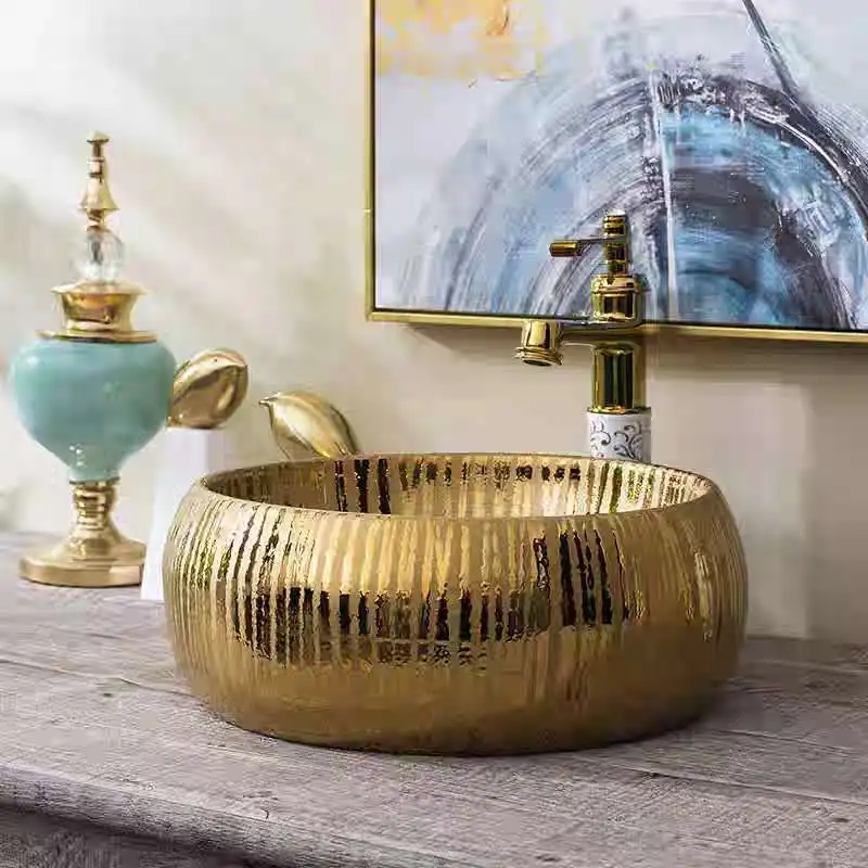 

Golden Modern style art basin toilet washbasin ceramic bathroom sink