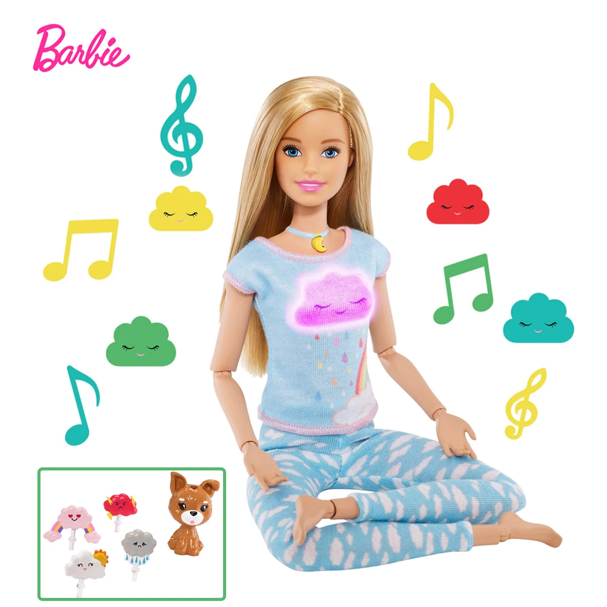 

Кукла Барби для йоги дышащая со мной медитация с 5 фонарями и наведениями Йога игрушка-блонд для детей подарок на день рождения GMJ72