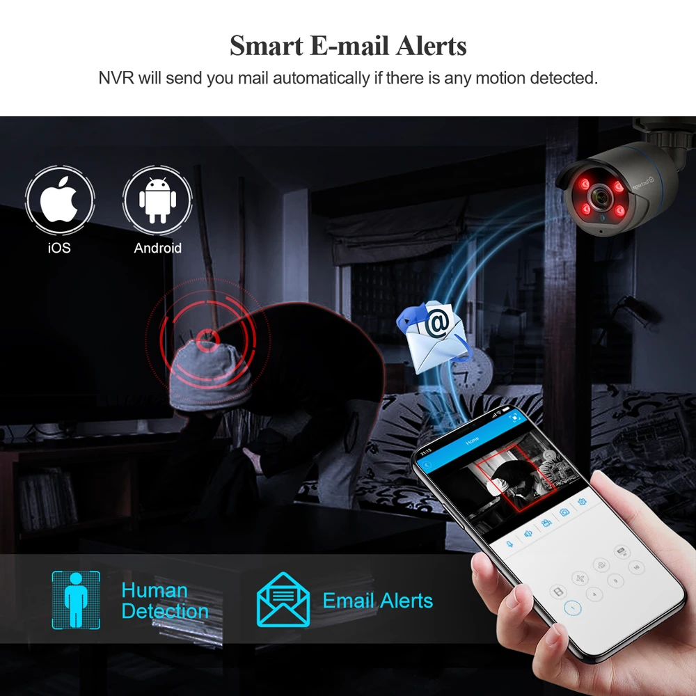 Techage 3MP 48V POE IP Камера видеонаблюдения Камеры Скрытого двухканальную аудиосвязь IP66