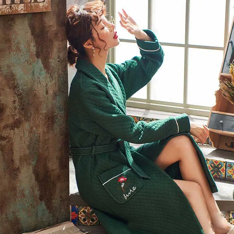 2019 зимнее женское плотное Хлопковое платье Корейская версия милых длинных