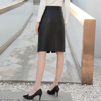 

2020 Women Spring Genuine Real Sheep Leather Skirt W29