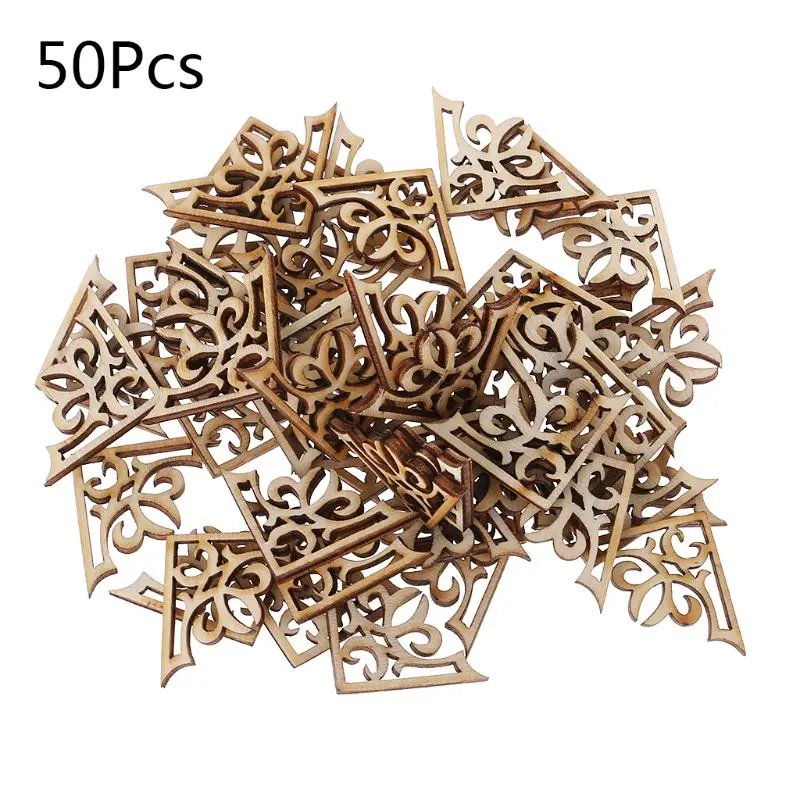 

50pcs Cut Wood Embellishment Wooden Shape Craft Wedding Decor 85DA