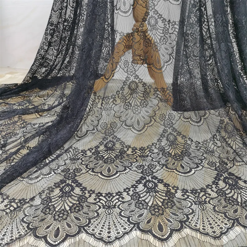 

3M / Lot French Eyelash Lace Fabric 150cm White Black Diy Exquisite Lace Embroidery Clothes Wedding Dress Accessories