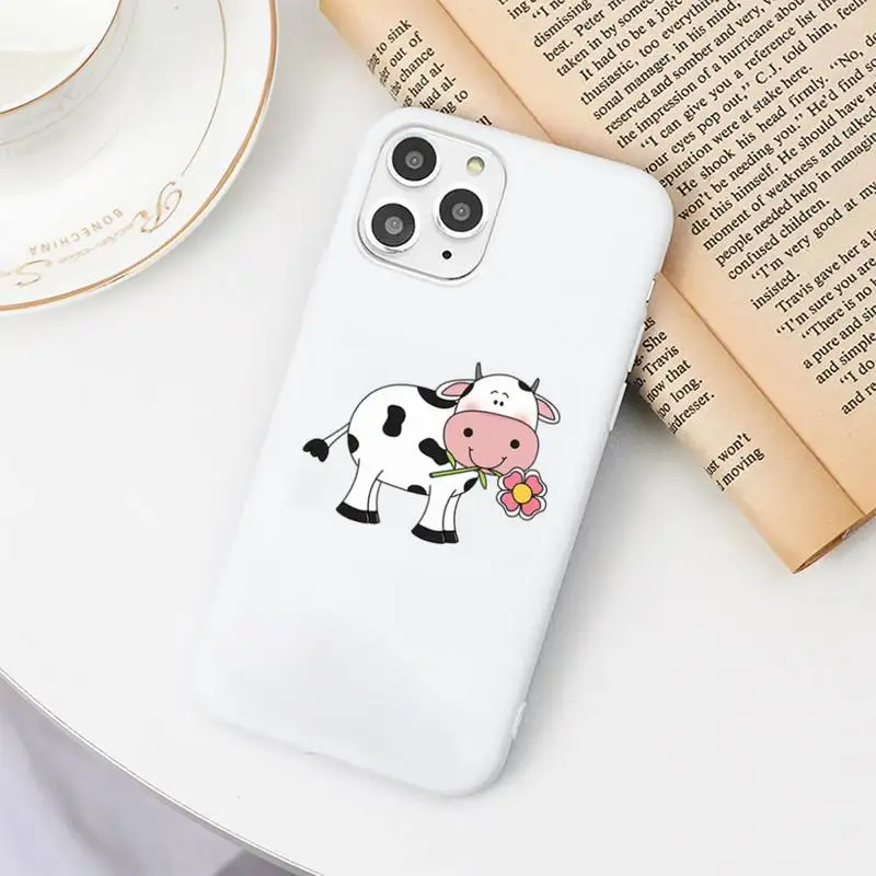 

Cow cartoon cute pattern Phone Case Candy Color for iPhone 6 7 8 11 12 s mini pro X XS XR MAX Plus