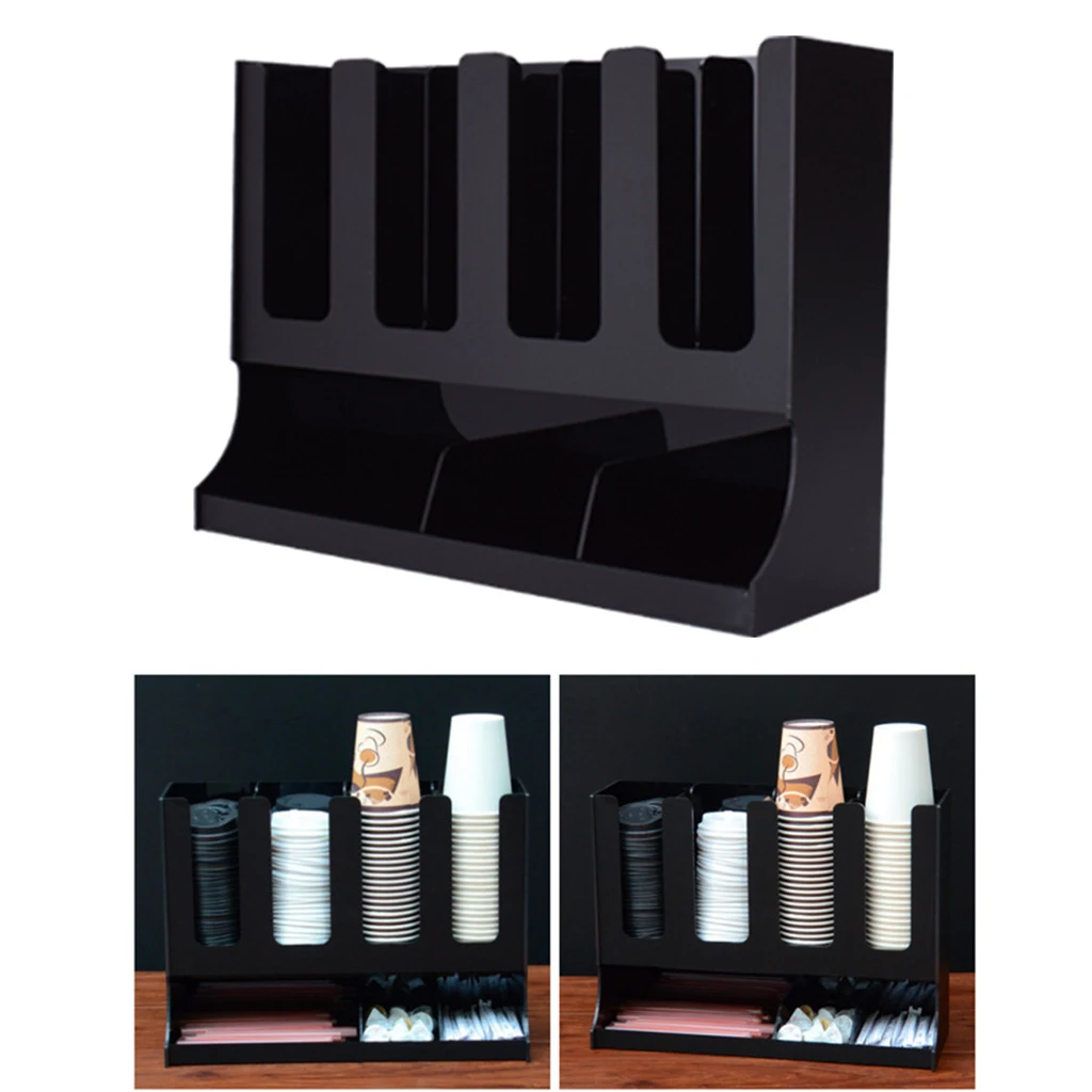 

7 Compartments Office Breakroom Coffee Condiment and Cup Holder Organizer