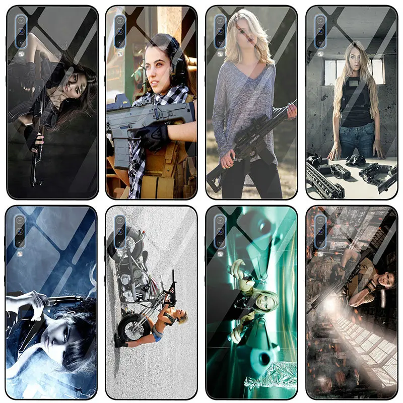 Мода для девочек летний пистолеты чехол телефона из закаленного стекла Samsung Galaxy J4