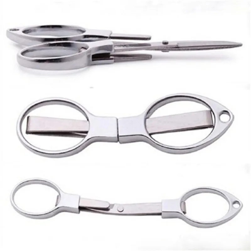 Серебристые складные мини ножницы из нержавеющей стали для ключей рыбалки резак