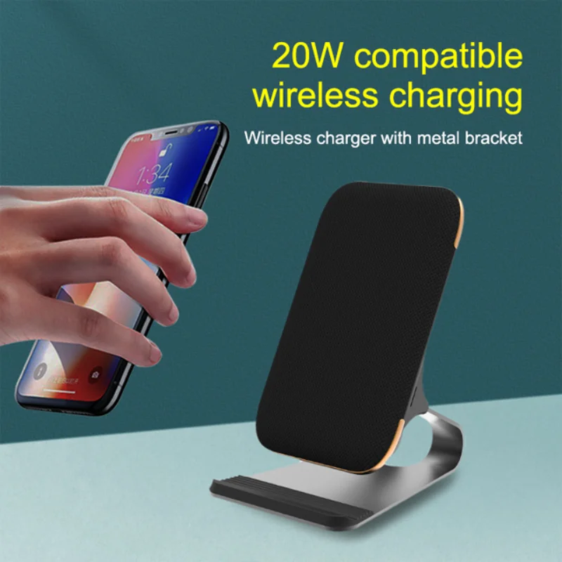 qi wireless chargers desktop vertical wireless charger 20w fast charging metal bracket mobile phone charger for iphone 11 12 free global shipping