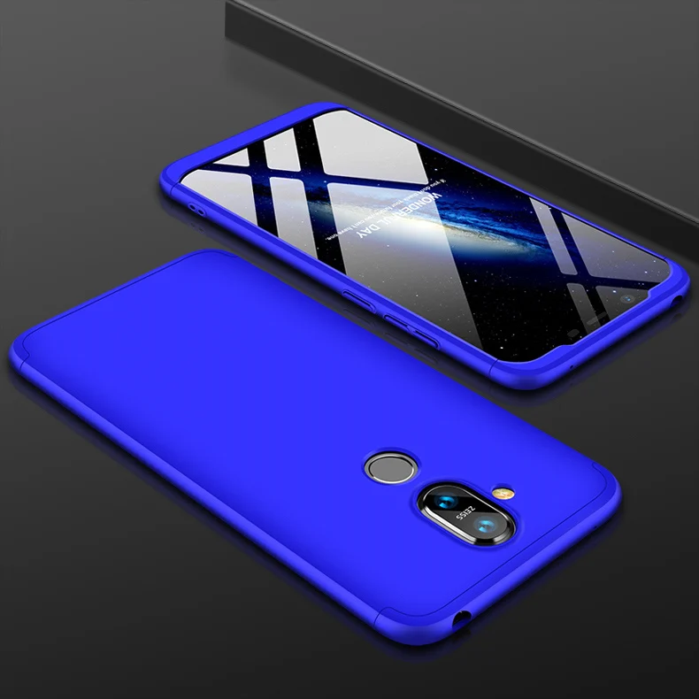 7 Для Nokia 8,1 Nokia8.1 чехол NokiaX7 360 градусов полное покрытие защищенный Матовый Жесткий чехол для Nokia X7 8,1 Чехол со стеклянной пленкой - Цвет: 7