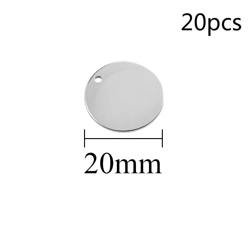 20mm 20pcs Нержавеющая сталь, металлическим украшением и закругленным штамповки пустые теги металла для изготовления бижутерии поставка Accessori6/8/10/12/14/15/18/20/25/30/40 мм - Окраска металла: 20mm 20pcs