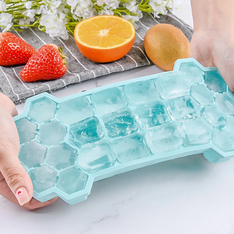 

26 Grids Silicone Ice Cube Tray Molds With Lid Honeycomb Shape Ice Cube Maker Fruit Popsicle Ice Cream Mould Wine Bar Drinking