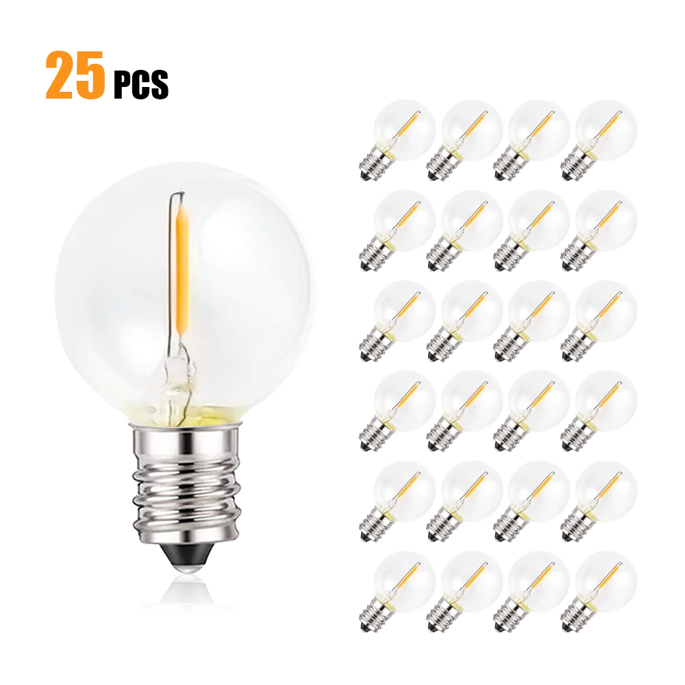 25 шт. G40 1 Вт Светодиодный строка Замена огней лампочки E12 220 V 110 V теплый белый 2700 K светодиодный лампы заменить G40 5 W 7 W лампы накаливания