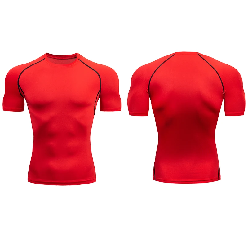 

Men's Running Compression Tshirts Quick Dry Soccer Jersey Fitness Tight Sportswear Gym Sport Short Sleeve Shirt Breathable